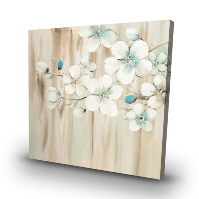 flowers on wood - 32"x32" art on canvas