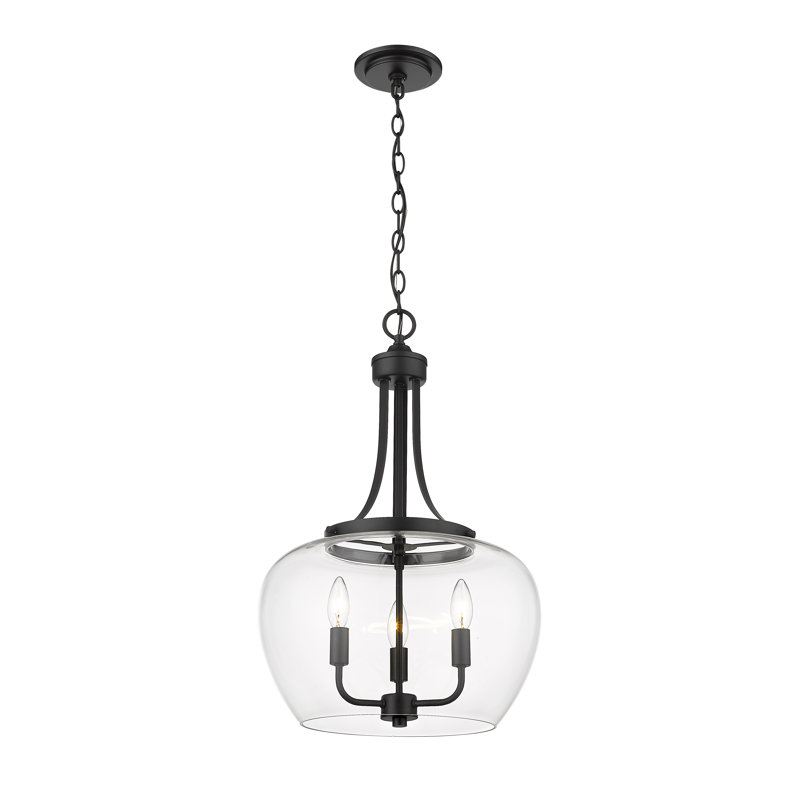 Ambresha 3-Light Single Pendant, Matte Black