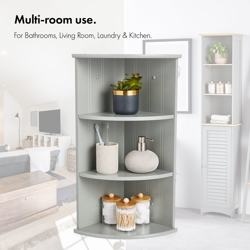 3-Tier Corner Bathroom Shelves, Gray