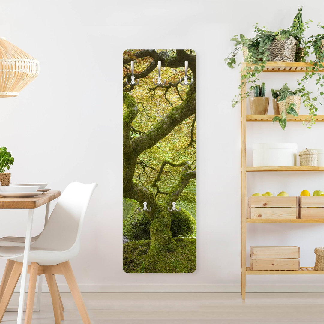 Green Japanese Garden Wall Mounted Coat Rack