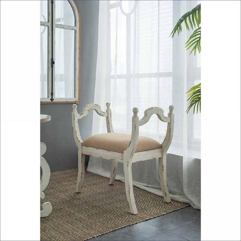 Banc de coiffeuse pour adultes 30,7 x 15,7 x 30,7 "Harlow Farmhouse French Country