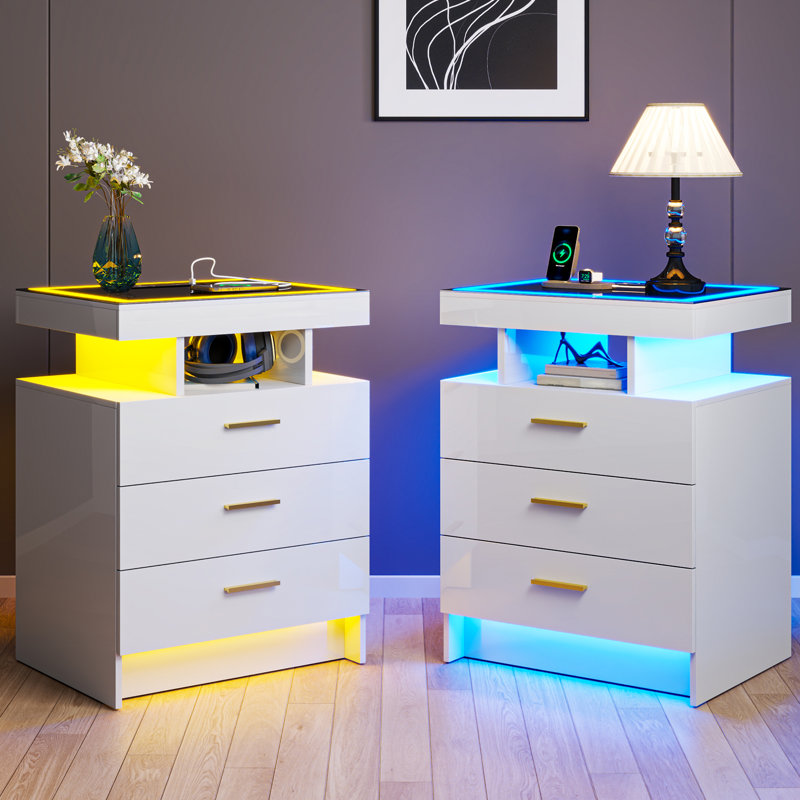 45cm W Bedside Table, White