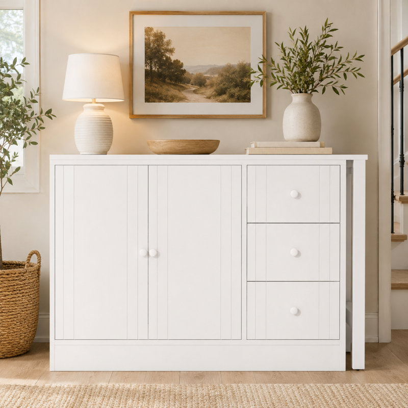 Buffet extensible en panneau de fibres à densité moyenne avec rangement pour table de salle à manger