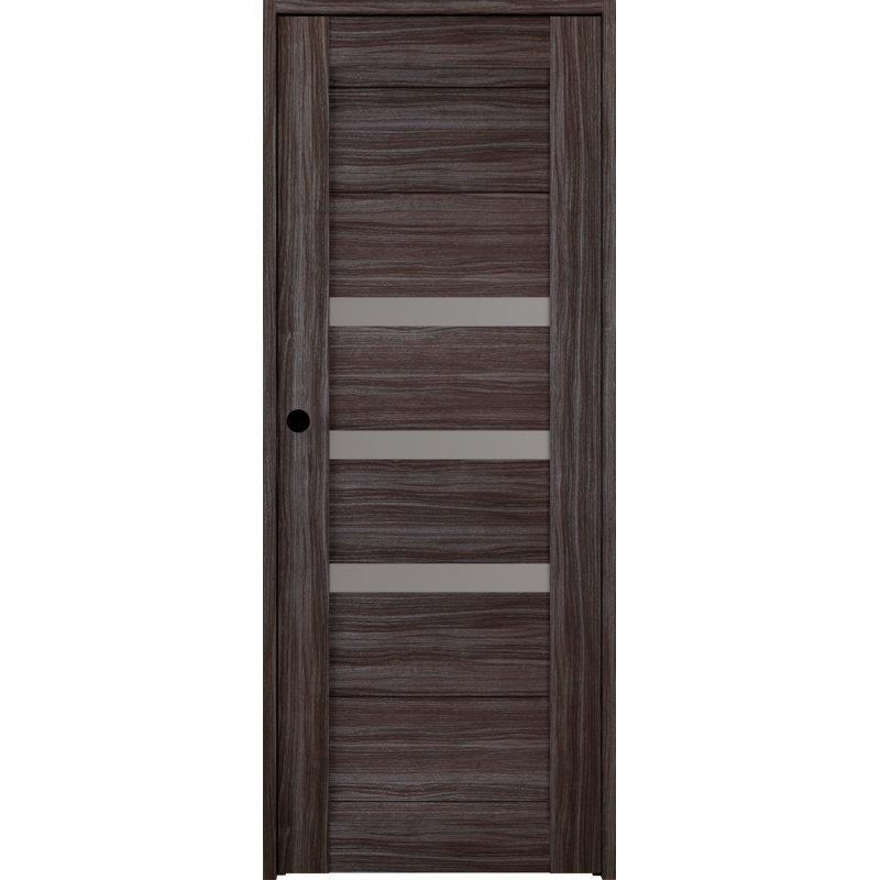 Porte pré-suspendue simple en bois préfini avec panneau Dora DIY-FRIENDLY, Côté droit, Chêne, 23,875 po x 79,38 po