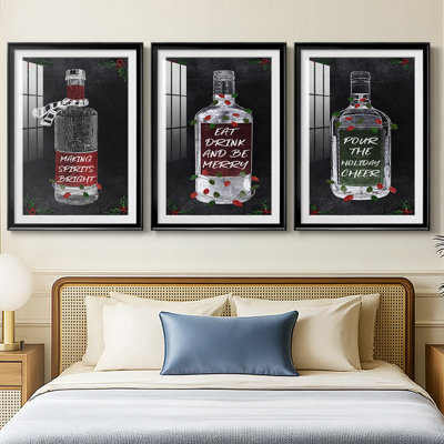 Holiday Spirits II - reproduction sur mesure encadrée de qualité supérieure - 3 pièces