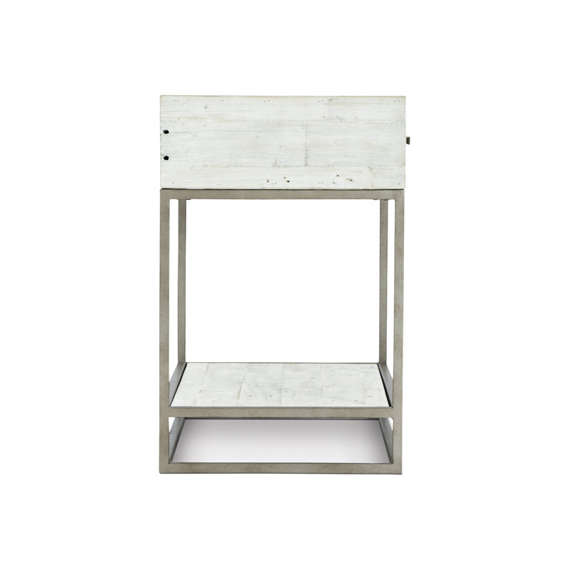 Alvar - Drawer Steel Nightstand, Highland Park - Brushed White Finish
