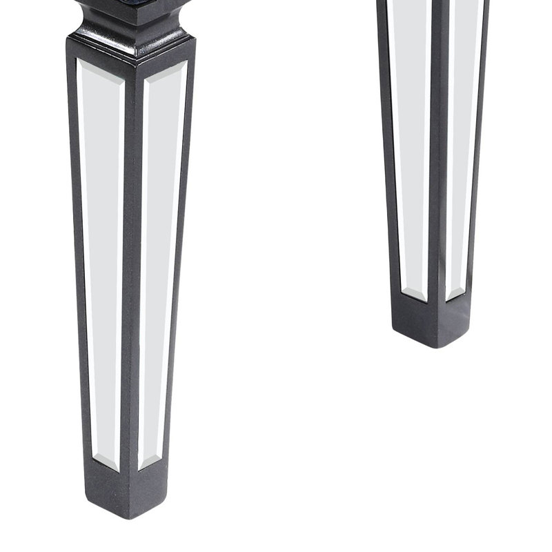 Banc avec boutons capitonnés en miroir, Bleu marine foncé / noir