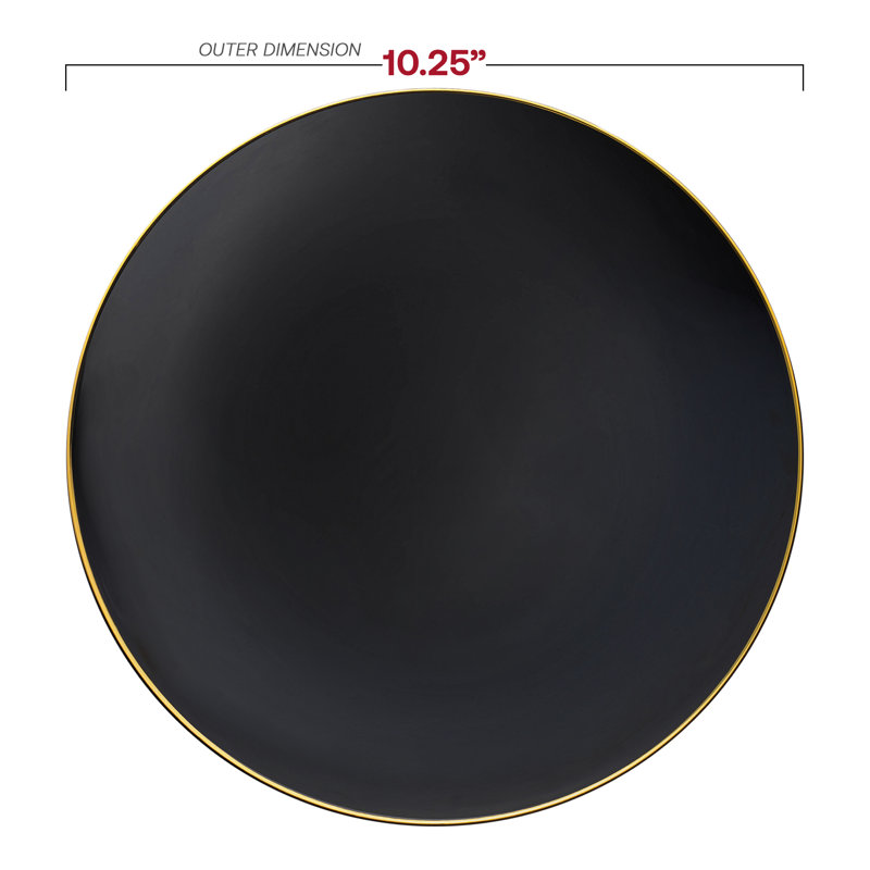 Assiettes à dîner jetables rondes noires en plastique noir (10,25 po)