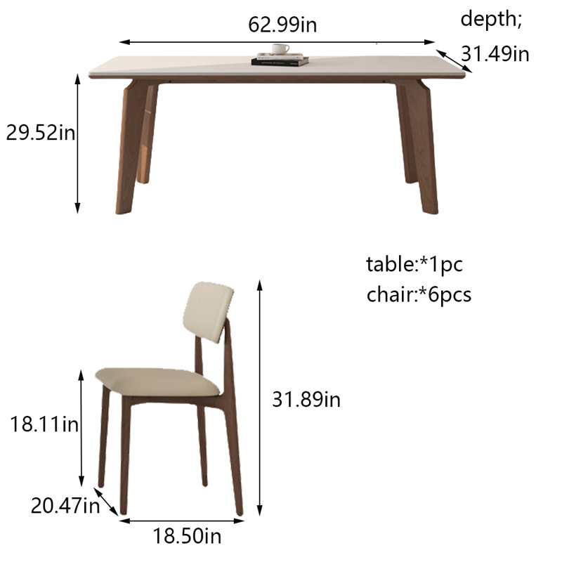 Combinaison de table et de chaise Rock Rock, H 29,52 po x L 62,99 po x l 31,49 po