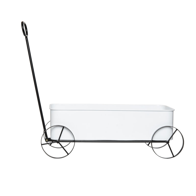  Wagon de ferme en métal blanc cassé 24,5 po