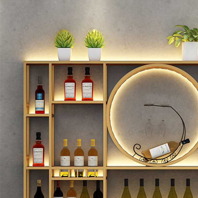 Circle Wall Mounted Wine Rack, Gold, 47.2" H x 62.9" W x 7.8" D