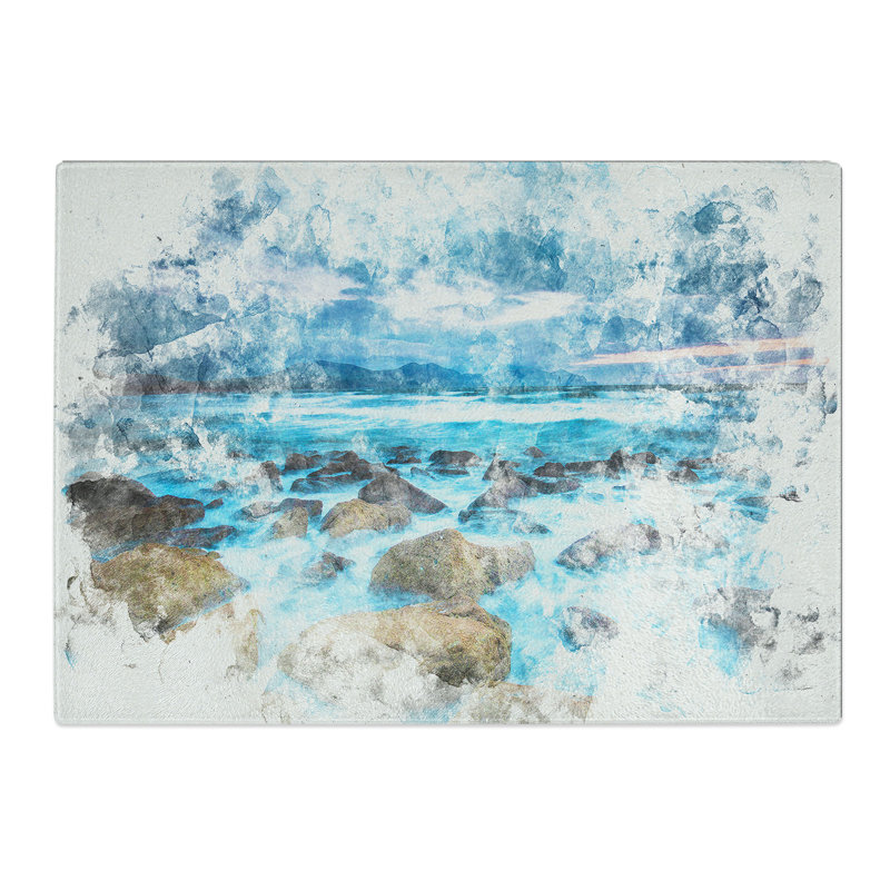 Tempered Glass Stormy Evening in Wales Chopping Board, 28.5 cm x 39 cm