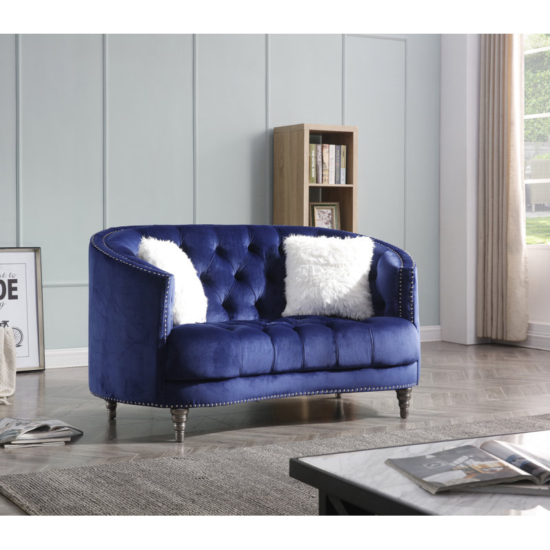 Danica 64'' Velvet Loveseat, Blue Velvet