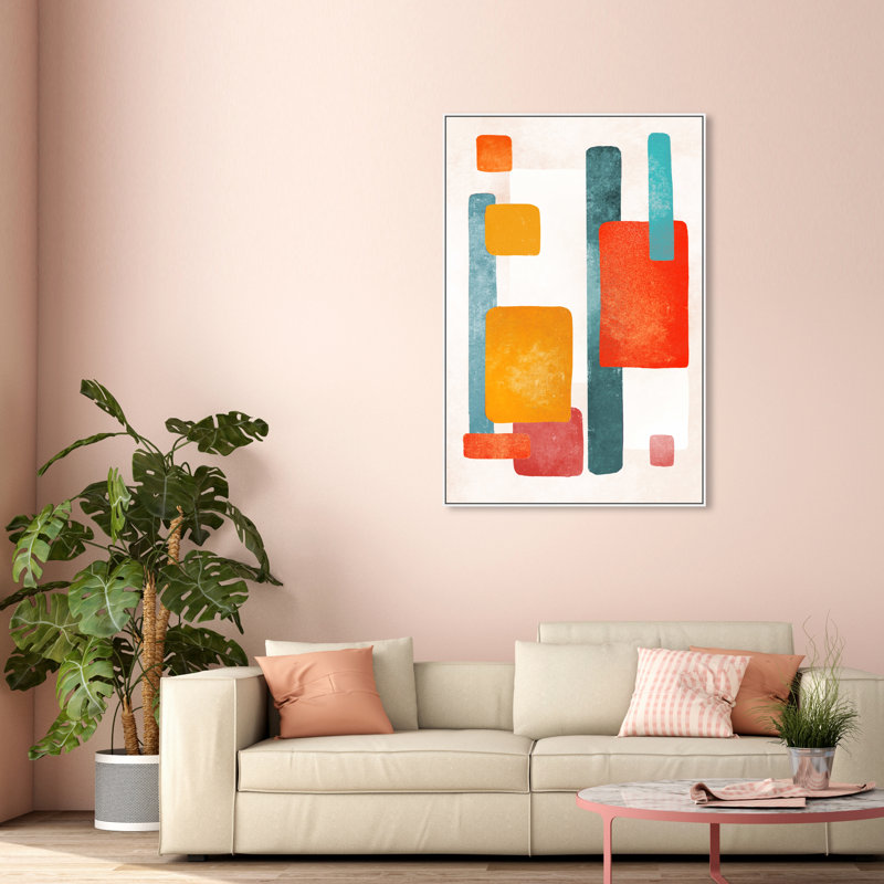 «Blue and Orange Love», reproduction d'impression sur toile, H 54 po x l 36 po x P 1,5 po, Toile blanche encadrée