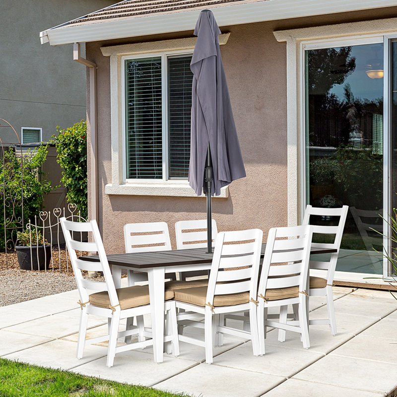 6 - Person Metal Patio Dining Set with Rectangular Table , Cushions Included