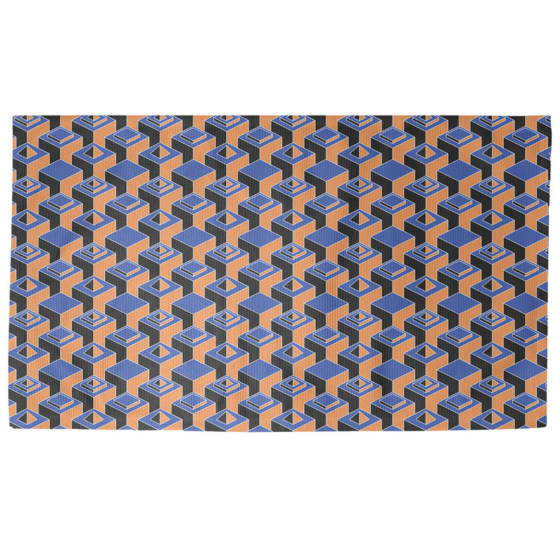 Tapis décoratif en brun foncé avec gratte-ciels, Rectangle 5 pi x 7 pi