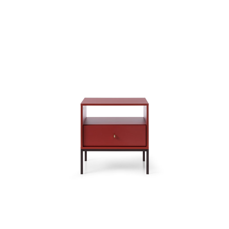 Craigarogan 53.6cm W Plywood / Laminate Board Bedside Table, Red/Brown