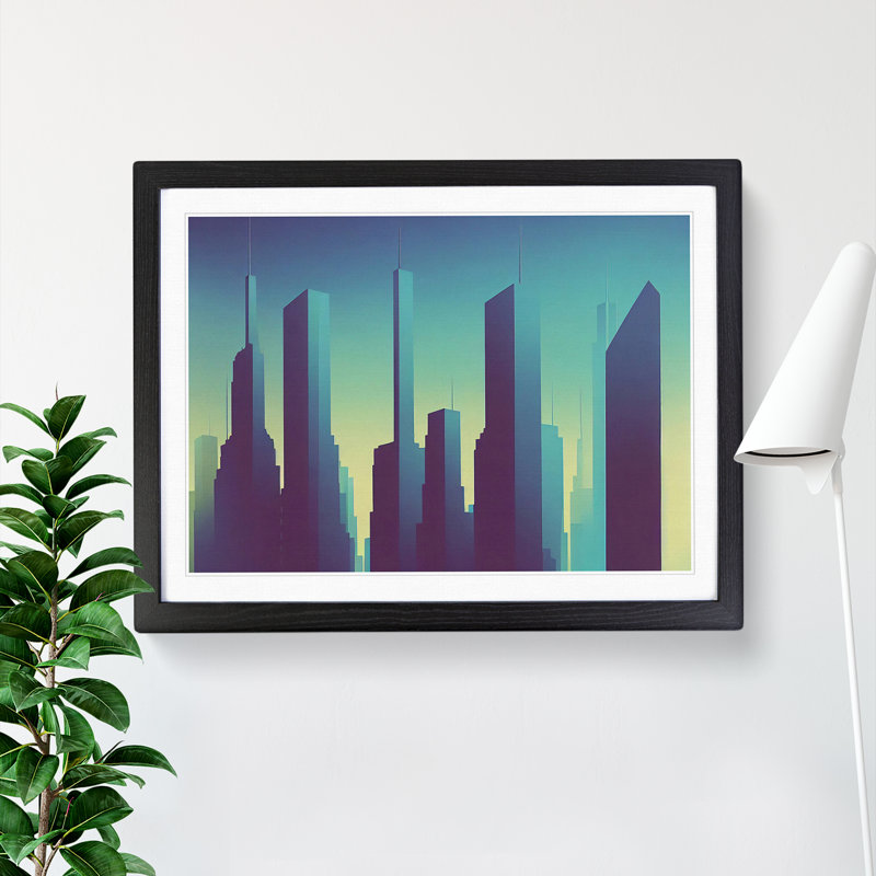 Glorious Skyscraper Skyline - Framed Print, 46cm H x 64cm W x 2cm D, Black