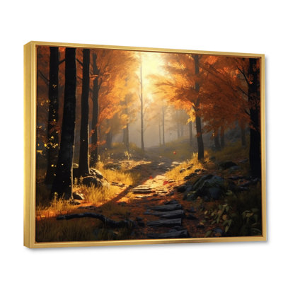 Forêt, sérénité, après-midi, lumière du soleil en automne sur toile