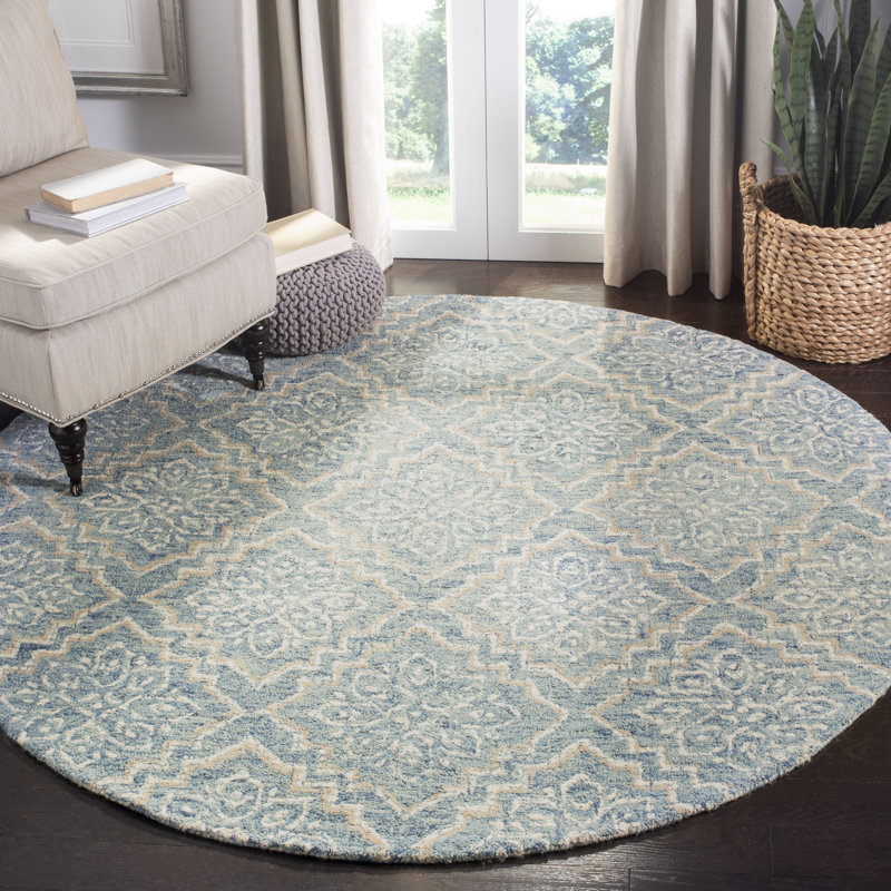 Salerna Hand Tufted Wool Geometric Rug, Round 6'