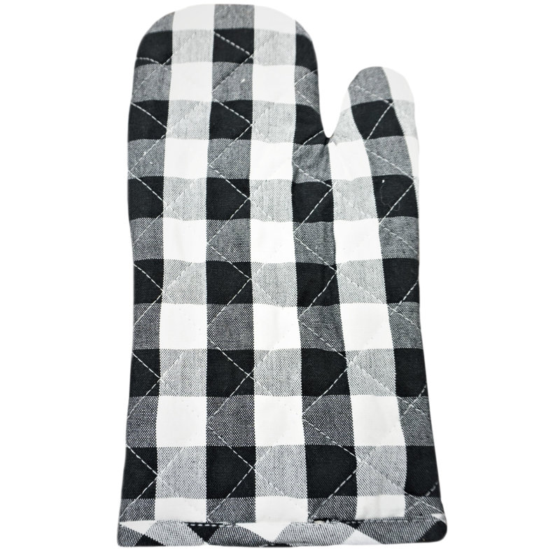 Home & Manor Gingham Cotton Oven Mitt