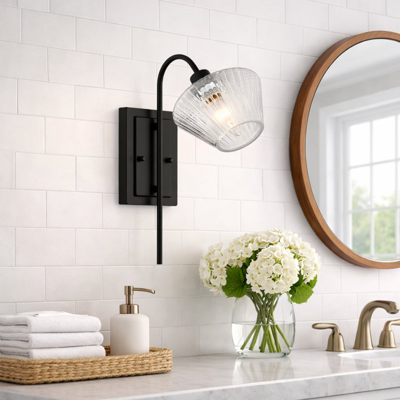 Trelerun 1 - Light Glass Dimmable Wall Light Wallchiere Wall Sconce, Matte Black