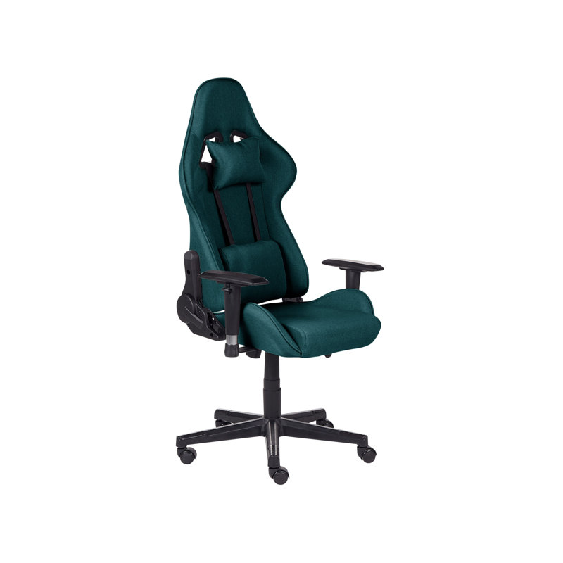 Inbox Zero Adjustable Faux Leather Swiveling PC & Racing Game Chair, Green