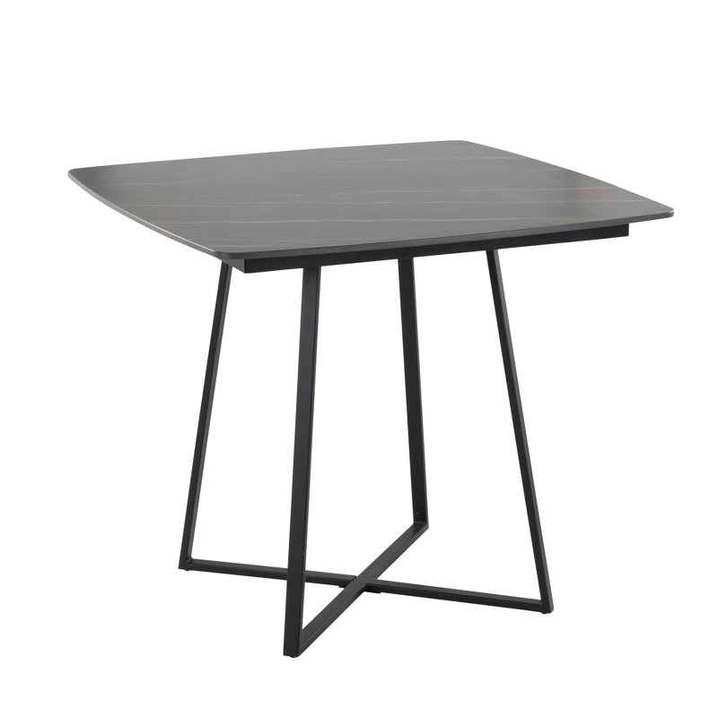 Table de salle à manger, Céramique / marbre / bois, Noir / Noir