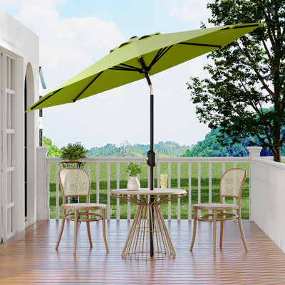 Parasol de patio 10 pi avec 8 leviers robustes et protection anti-UV inclinable, vert