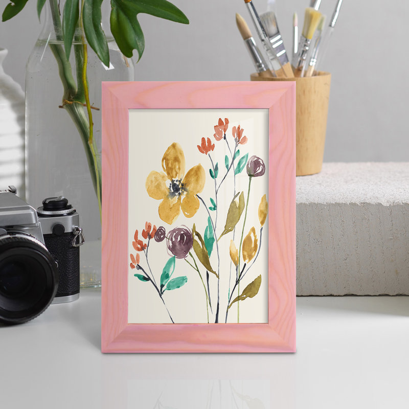 " Whimsy Flowers I ", 7" H x 5" W x 1" D, Sunset Pink