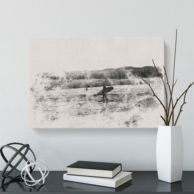 Two Surfers Watercolour - Wrapped Canvas Print