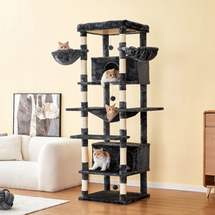 Holiday Cat Tree Hand Towel, Black