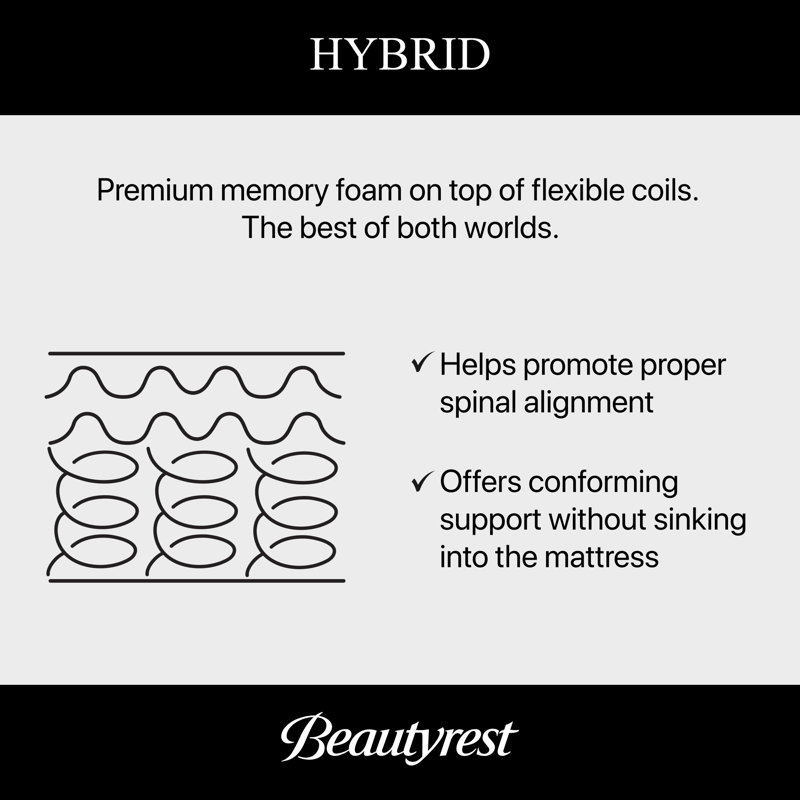 Black Series Three Plush 14.5" Hybrid Mattress, Queen
