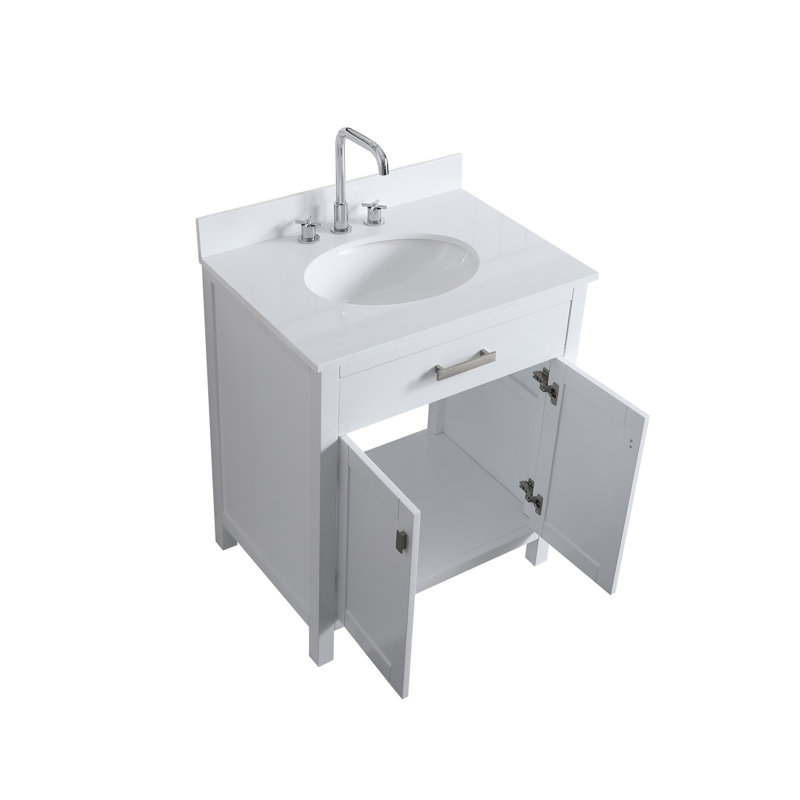 28'' Single Bathroom Vanity Base Only, Pearl White
