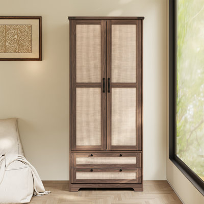 Armoire à deux portes de style rétro avec deux tiroirs