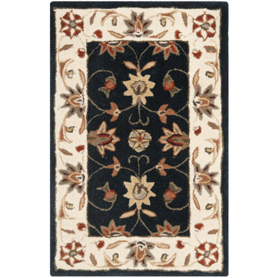 Tapis bleu marine / ivoire crocheté à la main Tuscany