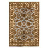 Hand Knotted Wool Oriental Area Rug in Light Blue And Ivory