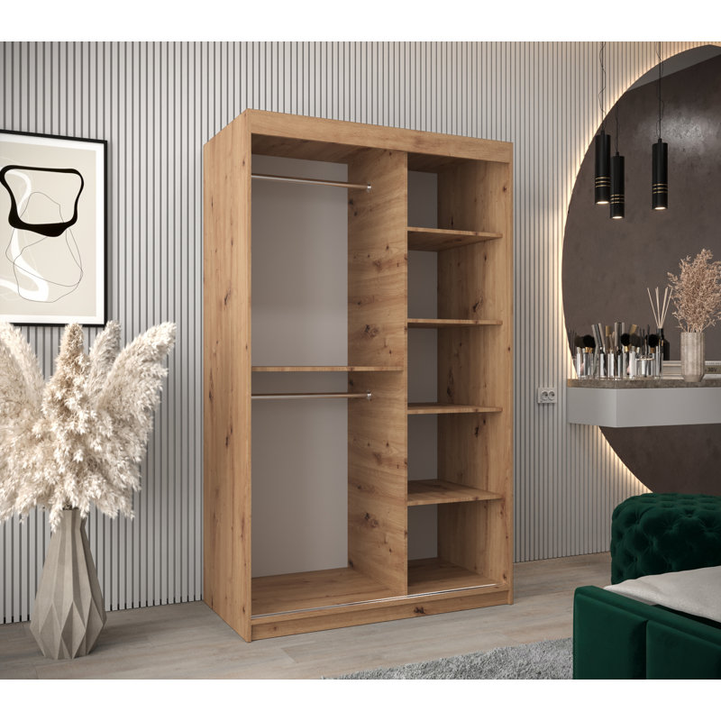 2 Door Manufactured Wood Wardrobe, Oak Artisan