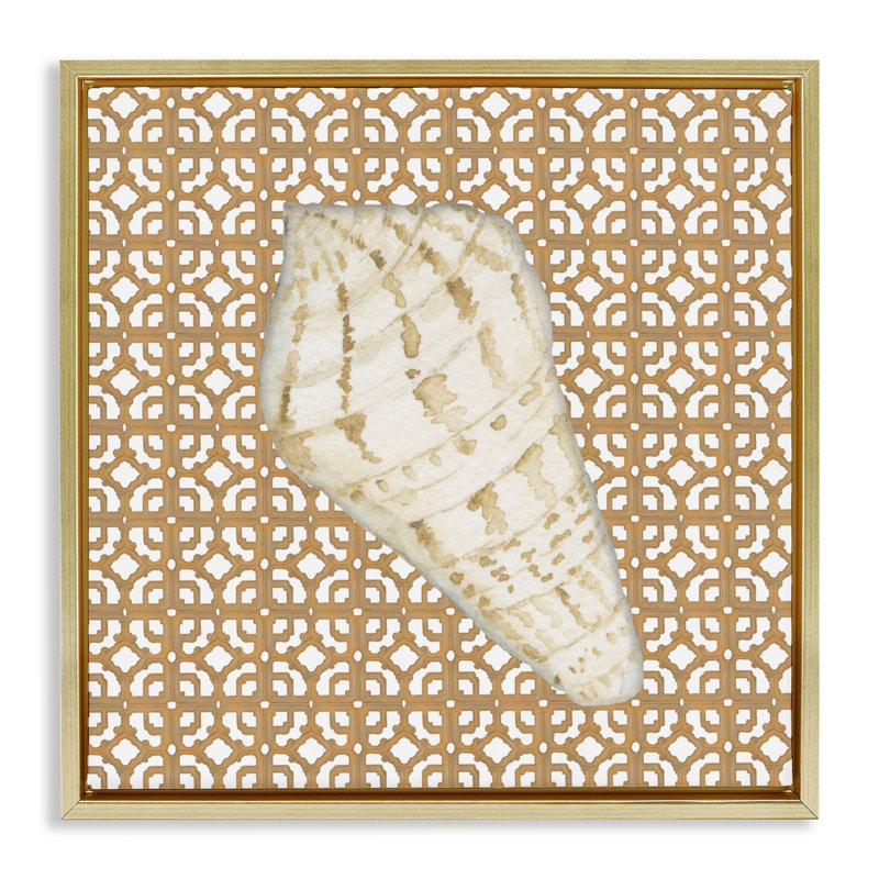 Cadre flottant Coastal Tile and Shell, design par Lee Ann Sanders, H 18 po x l 18 po, Cadre flottant métallique doré
