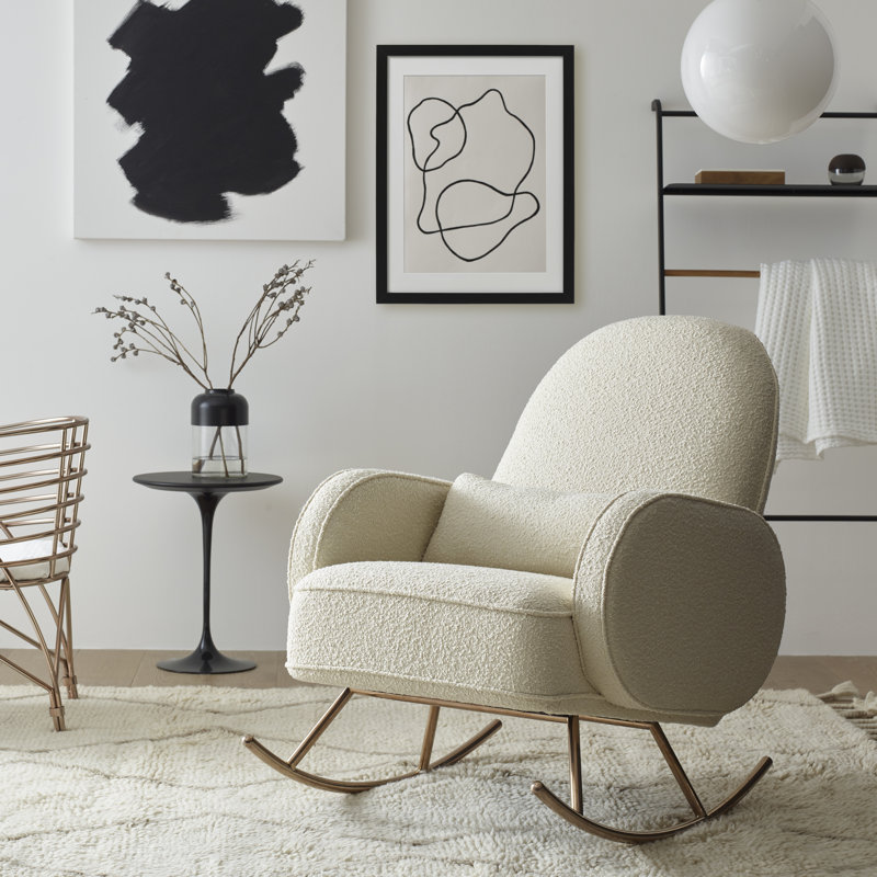 Compass Rocking Chair, Ivory Boucle