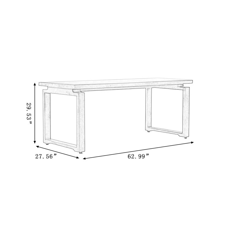 Brown Rectangular Solid Wood Dining Table, 29.53"H x 62.99"L x 27.56"W