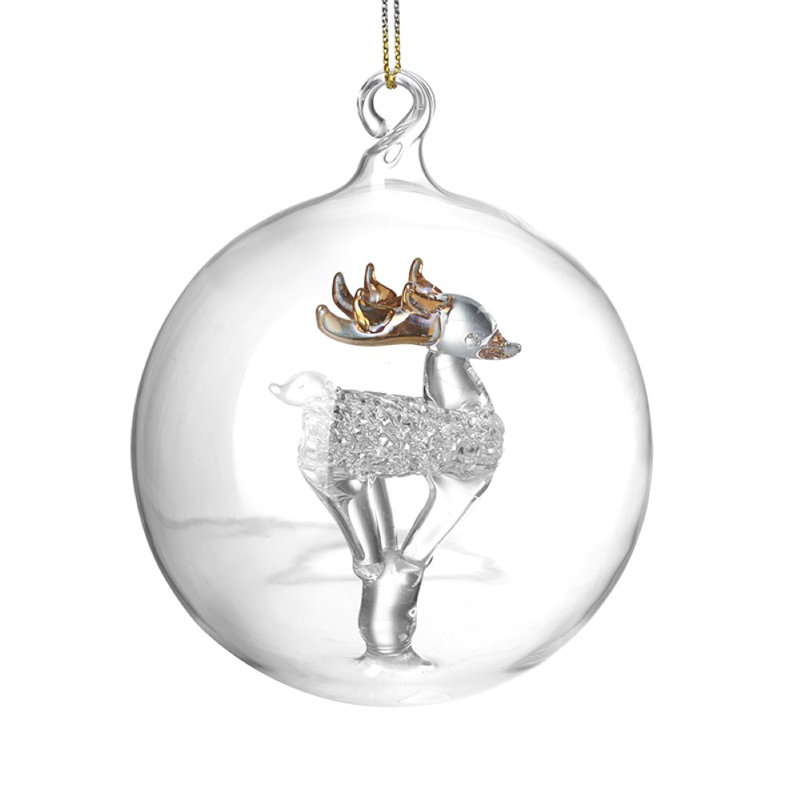 8cm Clear Glass Animals Bauble