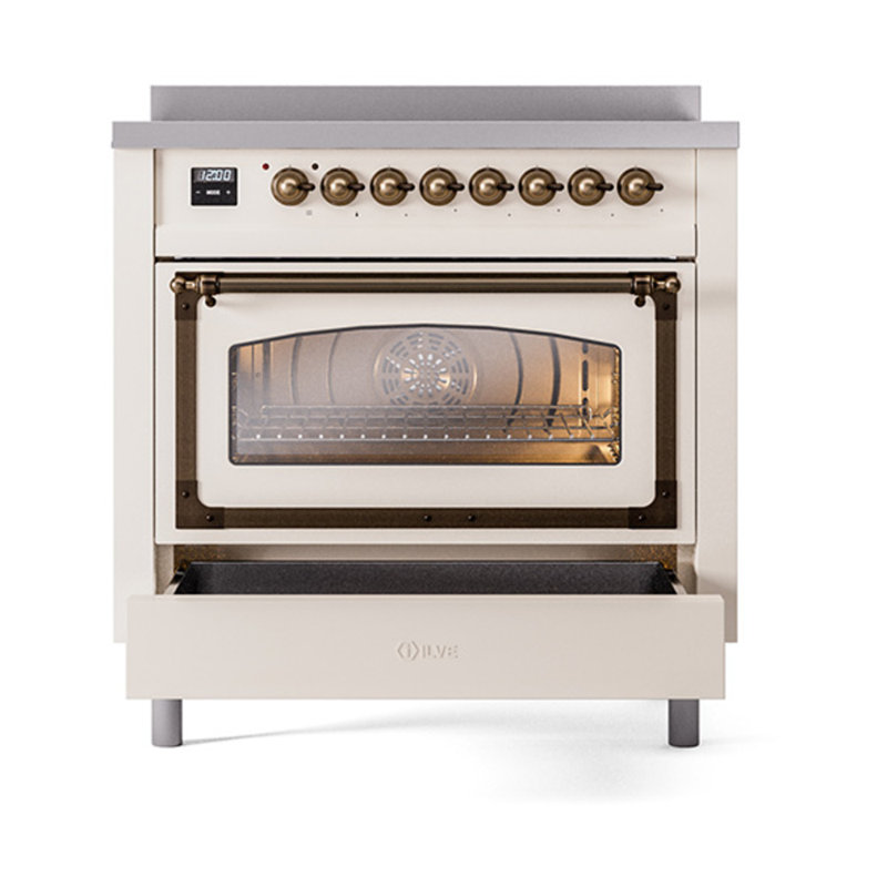 ILVE Nostalgie II Noblesse 36 in Induction Range, Antique White/Bronze