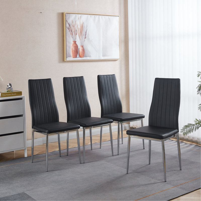Ensemble de 4 chaises, chaise couleur, siège blanc, Argent argent, Noir