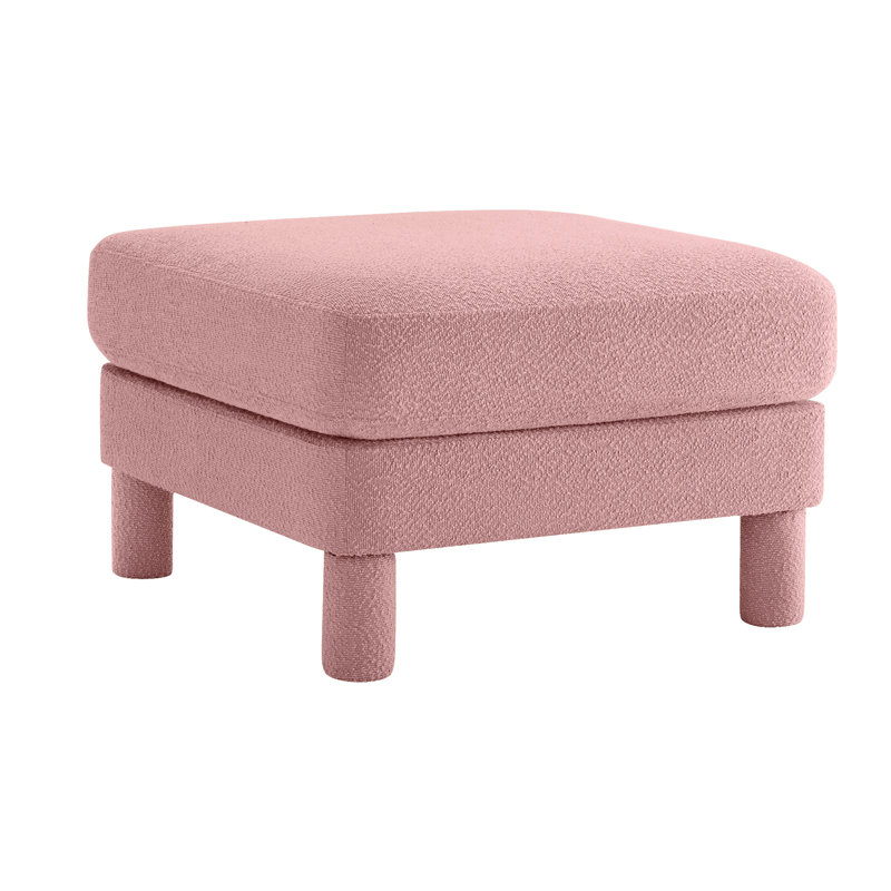 Rose moderne avec revêtement en tissu bouclé, pieds courbés et cylindriques, structure, coussins d'assise à assise moelleuse pour un endroit paisible avec tissu, base solide et élégante, coussins relaxants