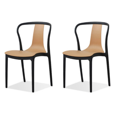 Orange Solid back Plastic Chair(Set of 2)