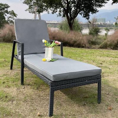 Outdoor Patio Lounge Chairs Rattan Wicker Patio Chaise Lounges Chair Patio Lounger Furniture With 5-Level Adjustable Backrest & Removable Cushioned Se by Latitude Run