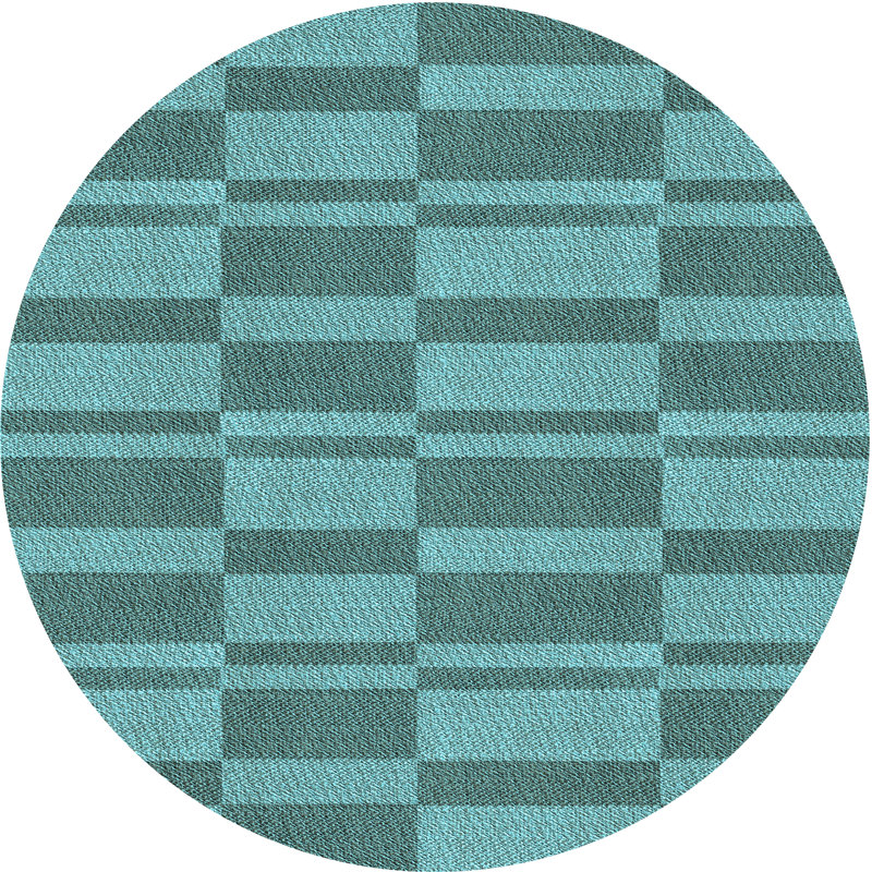 Tapis bleu-aire en laine géométrique Hannah, Rond 5 pi