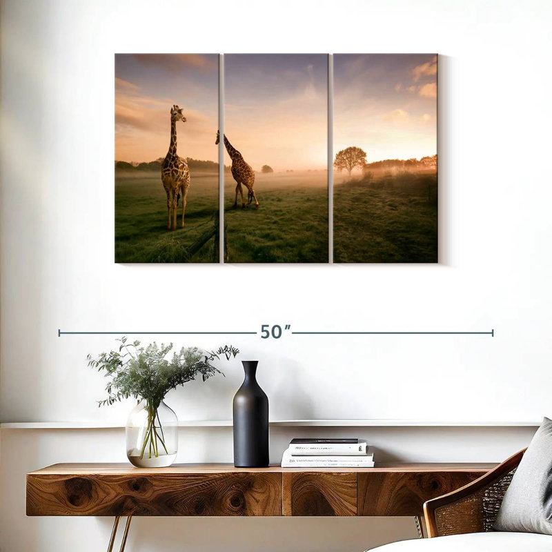 Brampt, girafes dans la savane, H 24 po x l 38 po