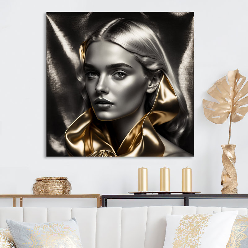 «Black and Gold Elegance III», reproduction sur toile, H 16 po x l 16 po x P 1 po, Toile tendue